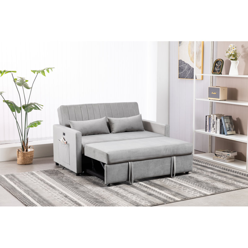 Kusilvak 58'' Velvet Sofa, Gray