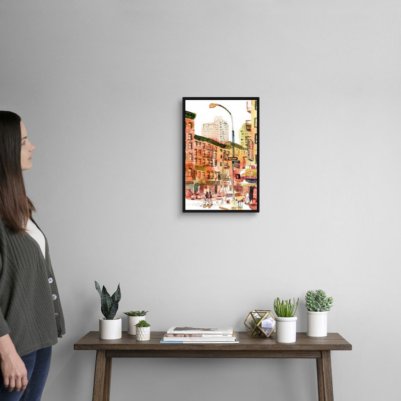 "Chinatown, New York City" par Eleanor Doughty-impression sur toile, Toile avec cadre noir, H 20 po x l 14 po x P 1,75 po