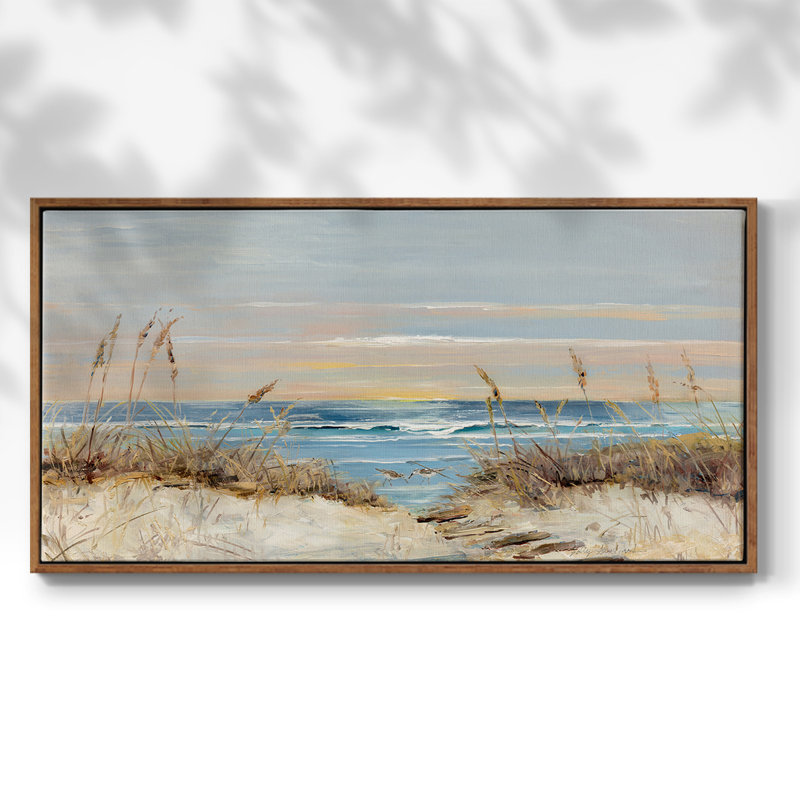Coastal Boardwalk - Toile tendue avec châssis encadré - Prêt à accrocher, H 25 po x l 49 po, Noyer