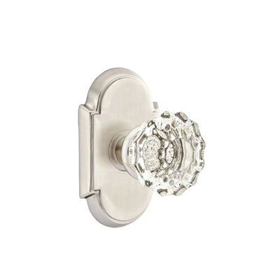 Ensemble de boutons d'intimité Emtek avec rosette n ° 8 et poignée en verre Astoria