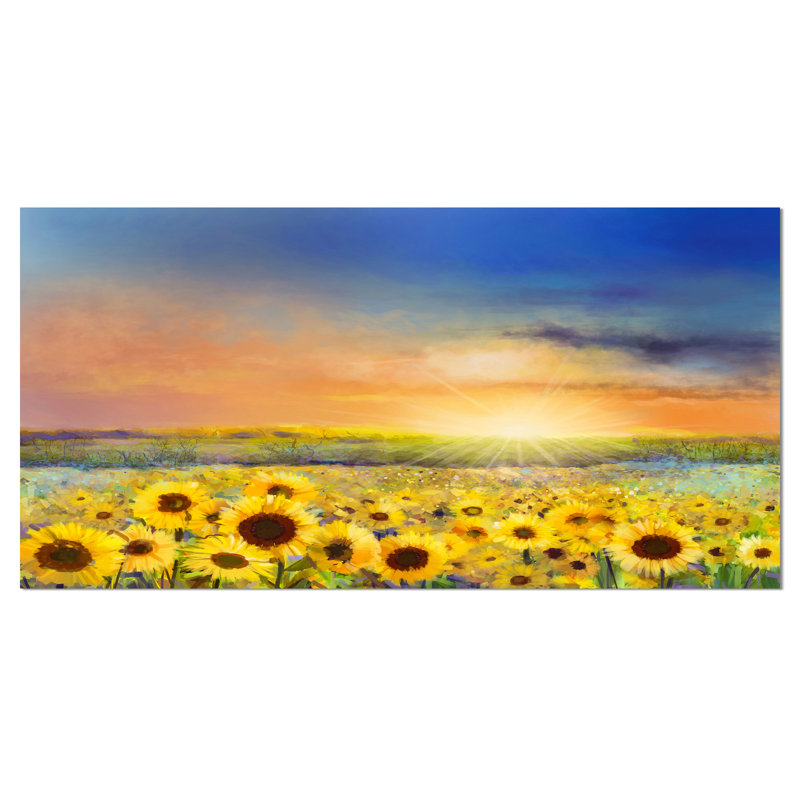 « crépuscule over golden the golden tournesol », reproduction d’art sur toile tendue, H 16 po x l 32 po