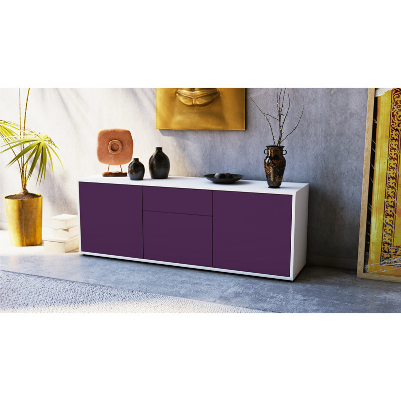 Wymore Unfinished TV Stand for TVs up to 60, Purple / Matte White