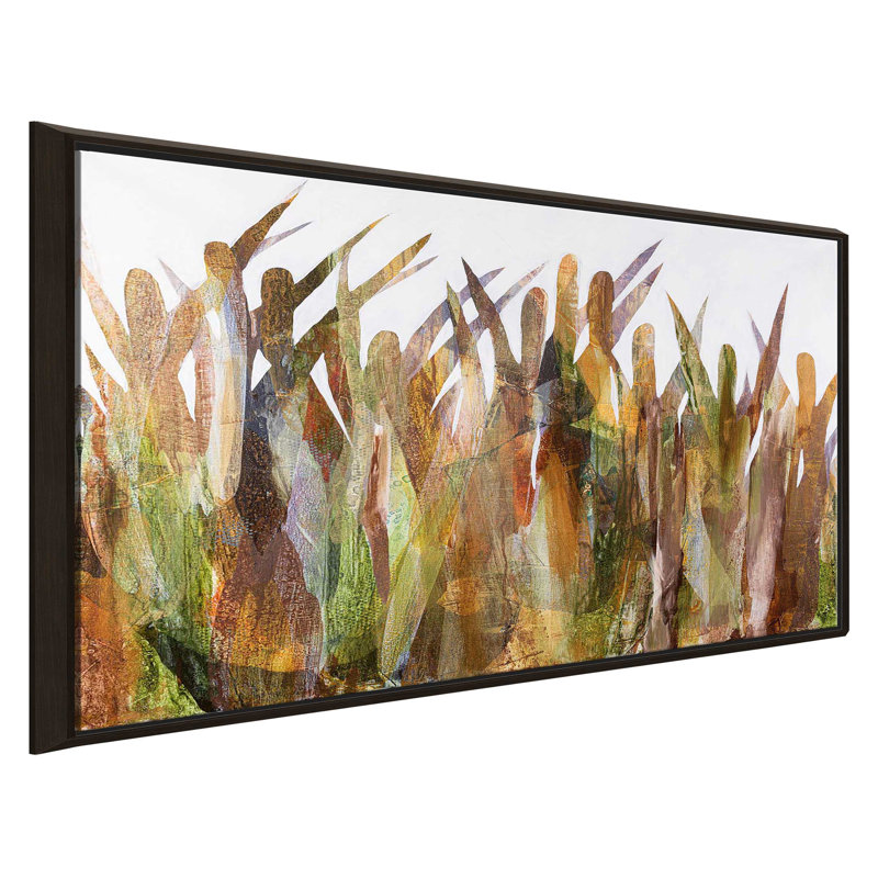 Quenouilles II - Peinture, Cadre flottant espresso, H 31,5 po x l 51,5 po x P 2 po