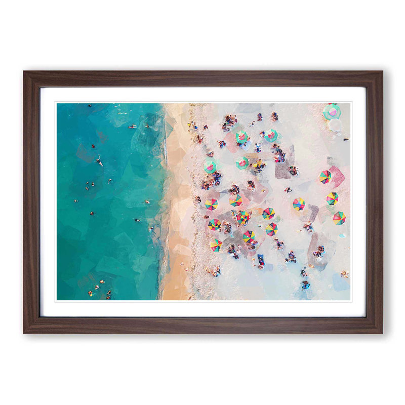 Miami Florida Beach in Abstract - Picture Frame Graphic Art Print, 27cm H x 36cm W x 2cm D, Walnut Framed
