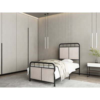 Andwele Twin Size Linen Upholstered Platform Metal Bed Frame With Fabric Headboard And Footboard -  17 Stories, 15141630B2CB401BBB0482263F0DC33E