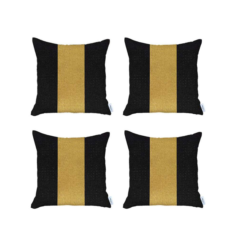 (Set of four) Throw Pillow Covers, Black/Yellow