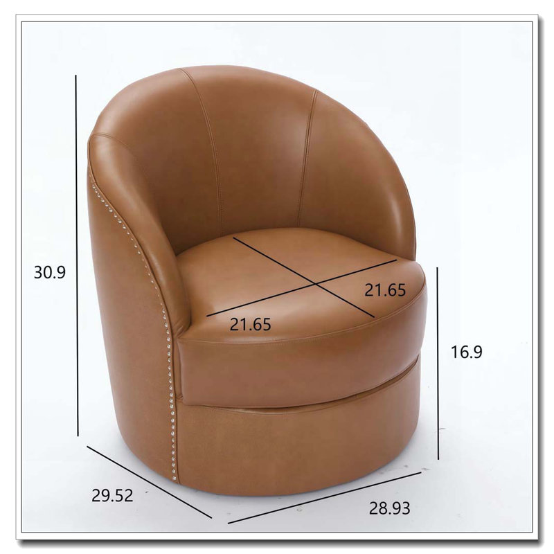 Fauteuil d'appoint pivotant en cuir, Marron clair