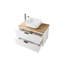 Meuble-lavabo mural 32 po à double tiroir, armoire blanche, bois massif, lavabo carré en céramique Design simple pour le rangement de la salle de bain Neat Essentials