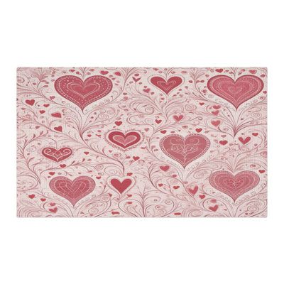 Tender Pink Hearts Braided Rug