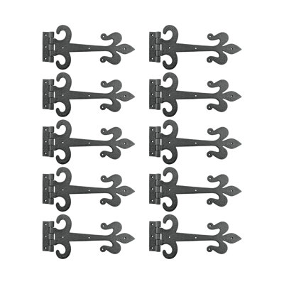 Door Wrought Iron Fleur de Lis Strap Hinge