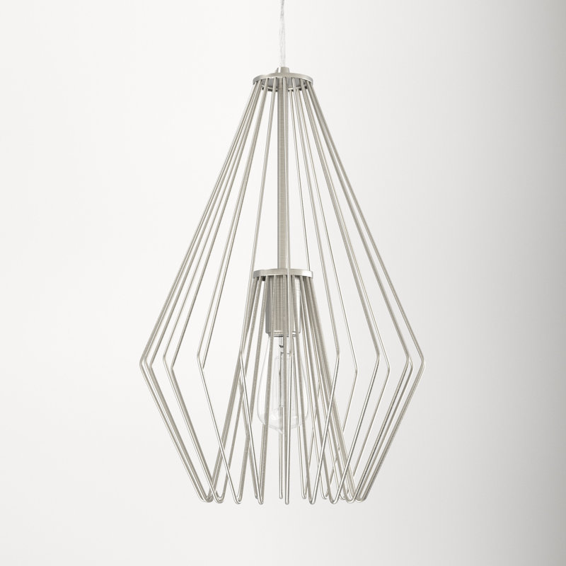 Frankie 1 - Light Unique/Statement Pendant, 18.5" H x 12.25" W x 12.25" D, Brushed Nickel