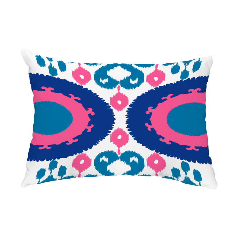 Geometric Outdoor Reversible Throw Pillow, Blue