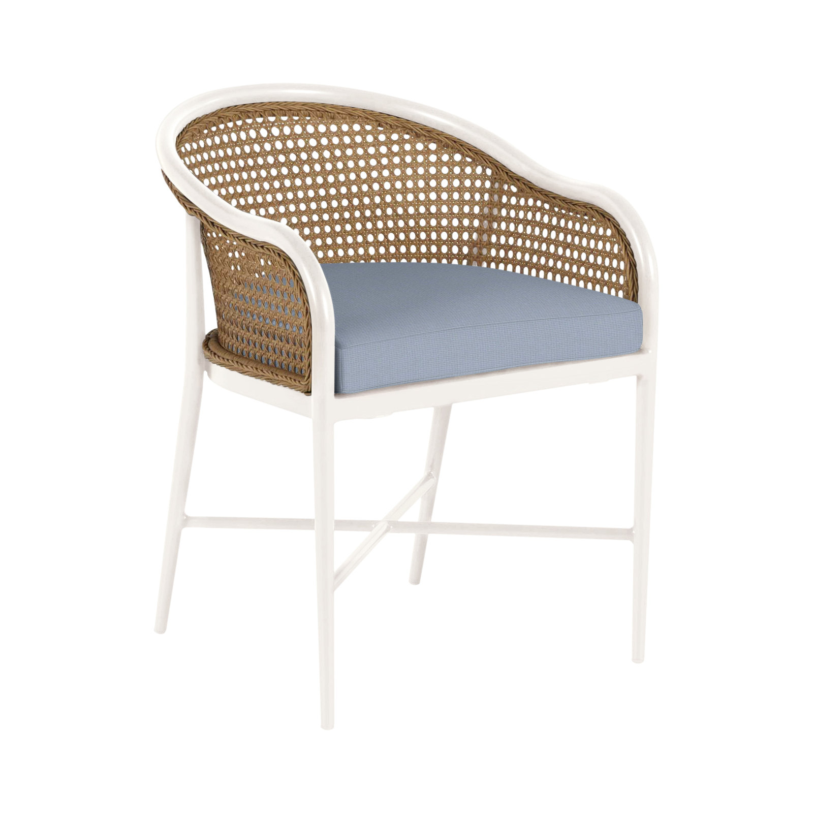 Havana Cane N-Dura Resin Wicker Outdoor Arm Chair, No Welt, Chalk/Natural Cane, Linen Forest