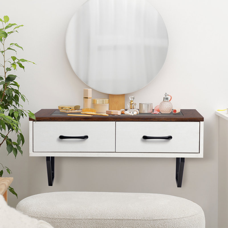 Loating Shelf With Drawer,floating Drawer For Bathroom, Brown