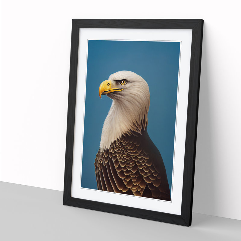 Proud Eagle - Single Picture Frame Print, 64cm H x 46cm W x 2cm D, Walnut