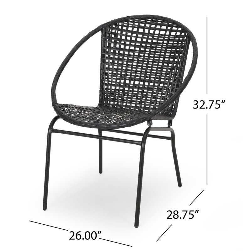 Desdemona Outdoor Modern Patio Chair, Black