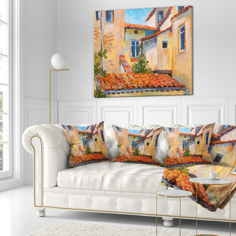 Coussin European European Rooftops - Cityscape, Rectangulaire, 12 po x 20 po