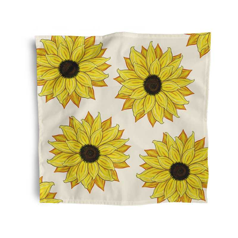 Ensemble de serviettes 4 pièces Vieux Sunflower Power Flower, L 18 po x L 18 po, Jaune