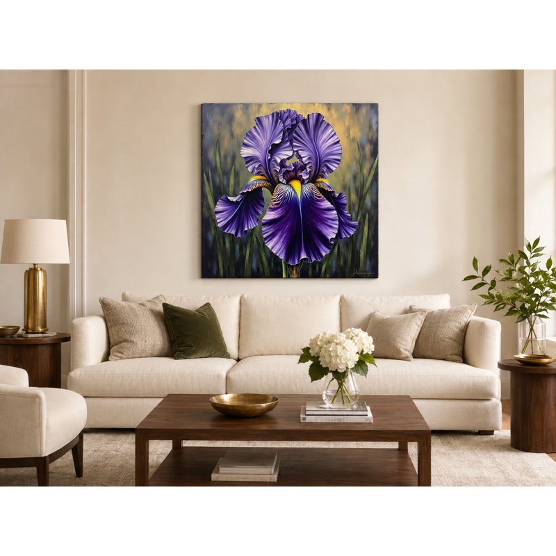 Purple Iris Flower Close-Up Wrapped Canvas Wall Art, 40" H x 40" W