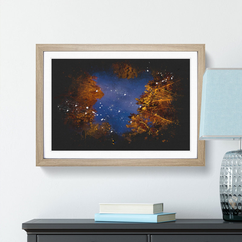 Forest Stars in Canada - Picture Frame Graphic Art Print, Oak Framed, 45cm H x 63cm W x 2cm D