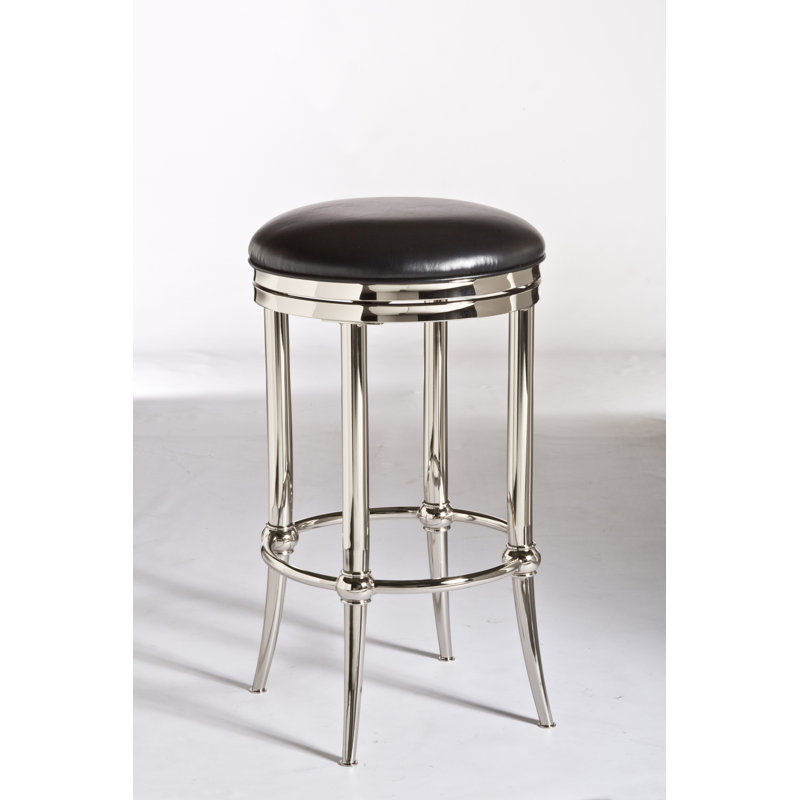 Tabouret de bar rotatif 26 po Arpan, Noir, Nickel mat, Tabouret de comptoir (siège d'une hauteur de 26 p