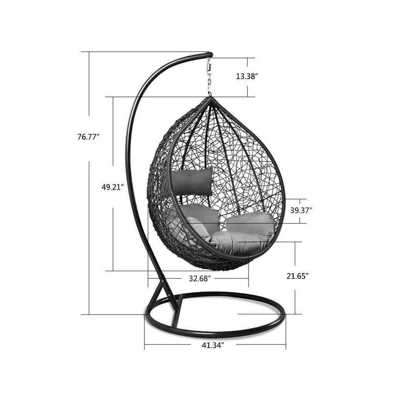 Trimm 1 Person Swing Chair with Stand, Black/Gray