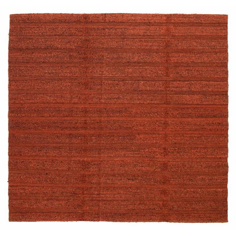 Tapisserie naturelle orange brûlé kilim 8 pi 2 po x 8 pi 1 po