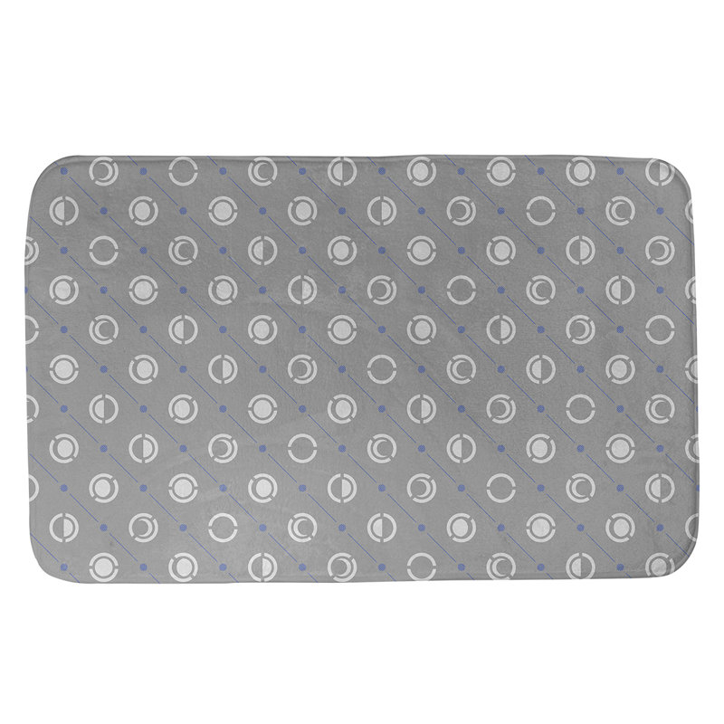 Noira Gothard Two Colour Moon Phases Bath Mat, 17" W x 24" L, Grey/Blue Accent