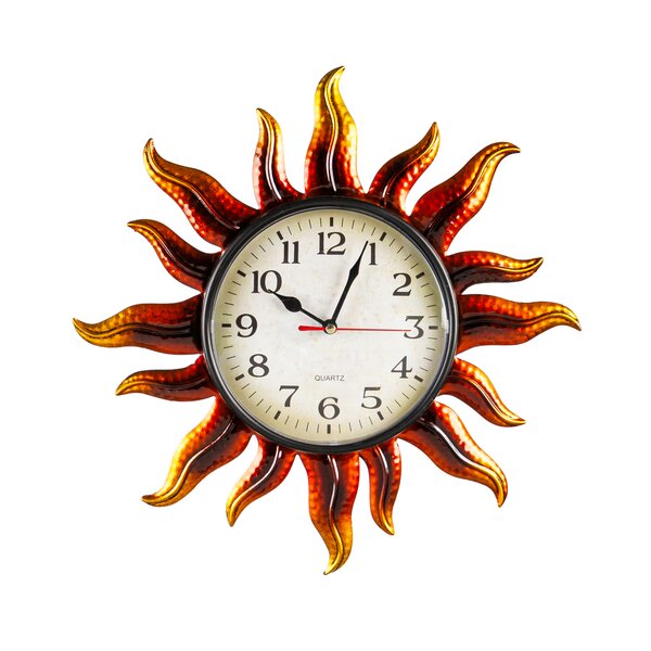 Pure Garden, Wall Clock Thermometer, 5.5 in. Steel, Bronze Finish