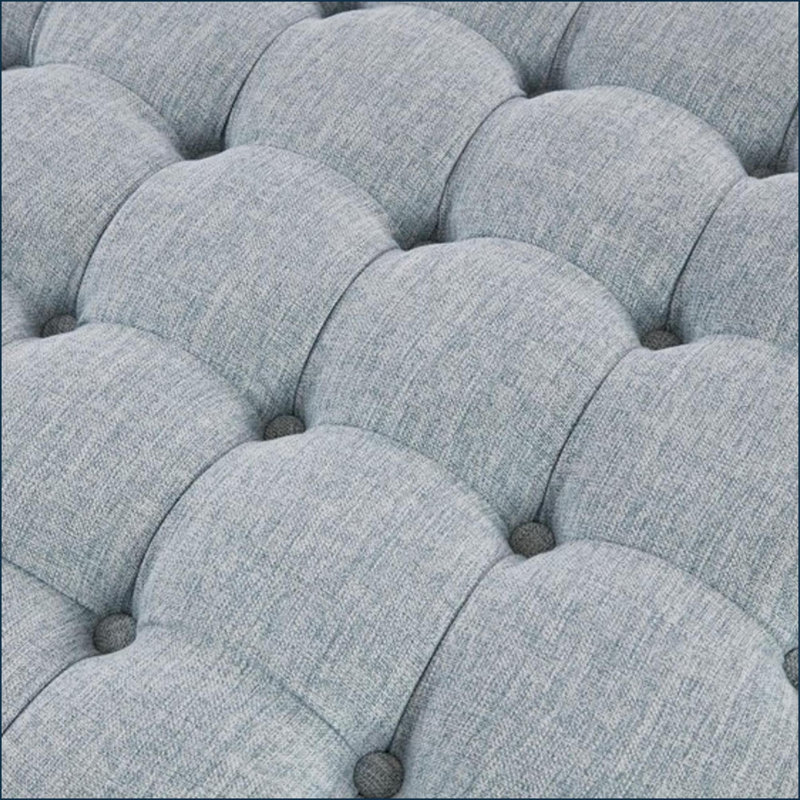 Repose-pieds capitonné à jupe ronde de 32 po traditionnel | Rembourré | Gris anthracite