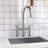 Bridge Kitchen Faucet with Hidden Pull Down Sprayer, 2 Handle 3 hole Widespread Kitchen Sink Faucet-121259922