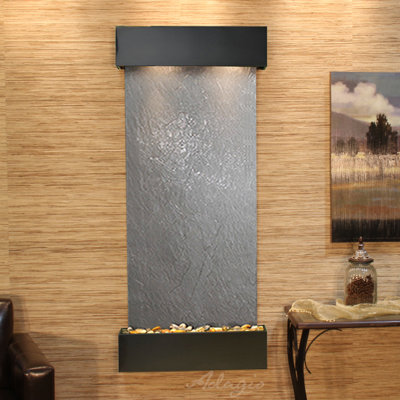 Inspiration Falls Hand Crafted Natural Stone Weather Resistant Wall Base Fountain with Light