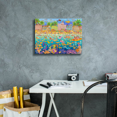 'Tropical Swim Party' by Andrea Strongwater Canvas Wall Art