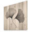 Ginkgo gris et blanc minimaliste, feuilles I - feuilles, art mural sur bois de pin naturel-1372752661