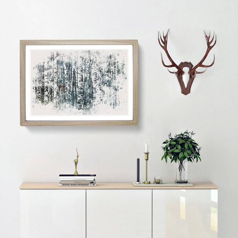 A Birch Tree Forest - Framed Print, 24cm H x 33cm W x 2cm D, Oak Framed