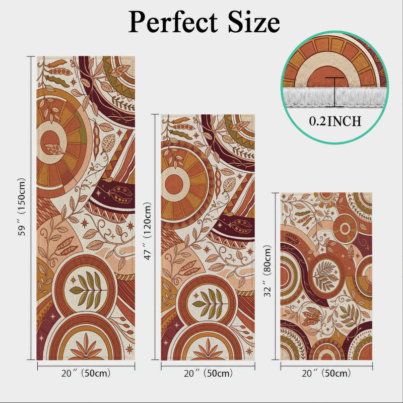 Geometric Floral Non-Slip Washable Kitchen Mats
