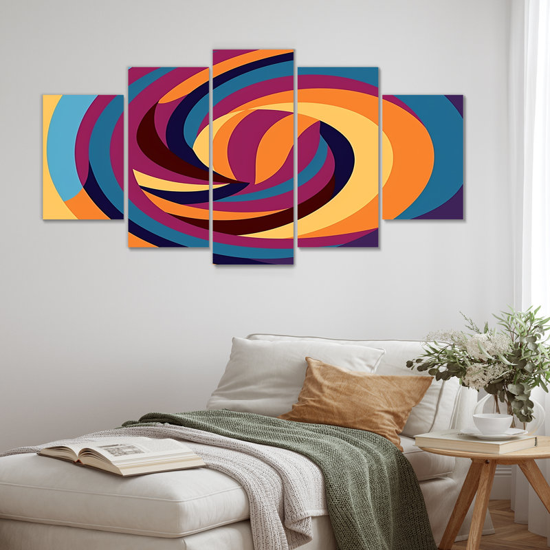 Cyerra - Ensemble de 5 décorations murales abstraites en spirale, 32" H x 60" W