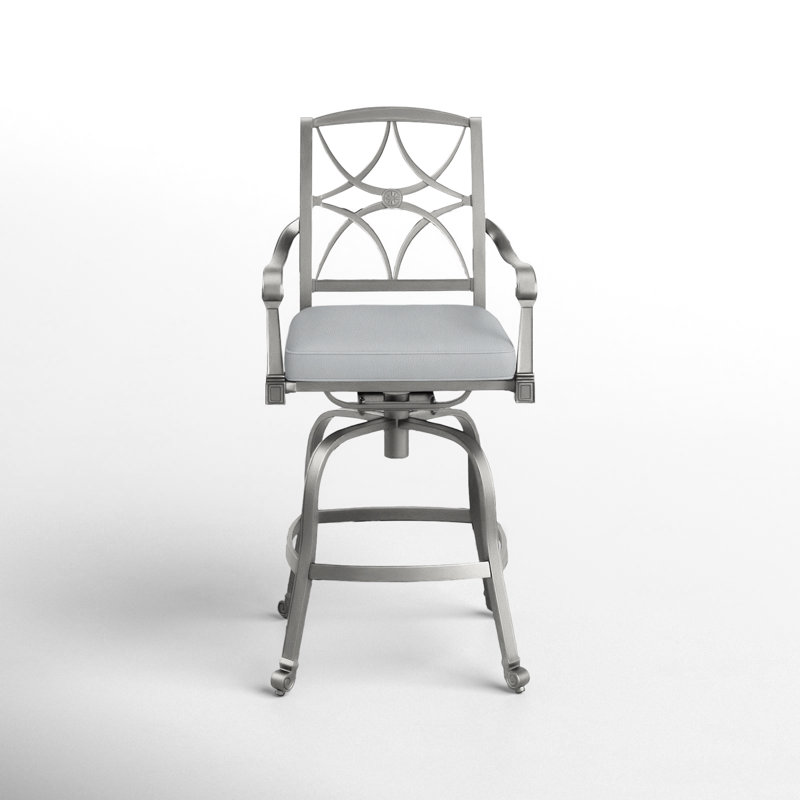 Wiltshire Outdoor Swivel Bar Stool, Canvas Spa Sunbrella® Canvas, Pewter, 30.25"