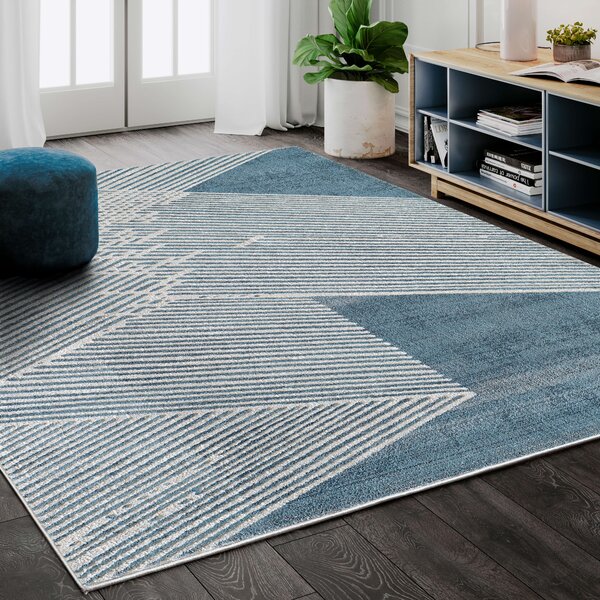 L'Baiet Verena Blue Geometric 2 ft. x 3 ft. Scatter Area Rug