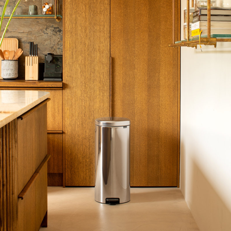 Brabantia NewIcon Soft Closing 30 Litre Pedal Bin, Brilliant Steel