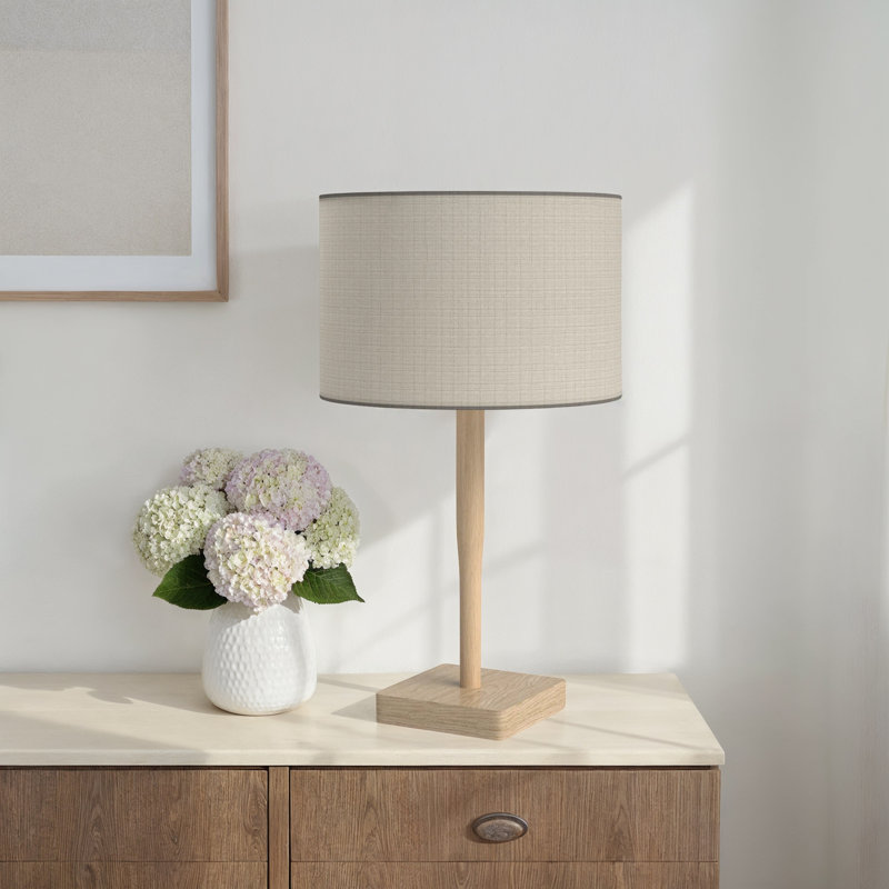 Phipps Solid Wood Table Lamp, Natural, White