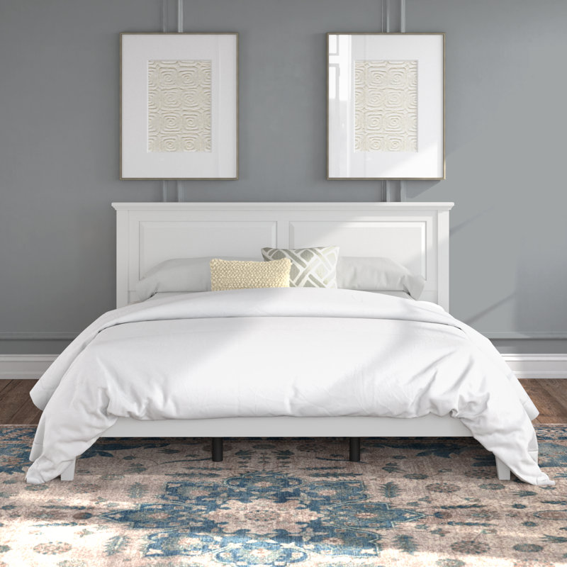 Markovich Solid Wood Platform Bed, White, Queen