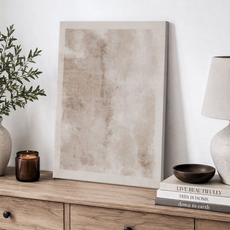 Neutral Minimalist Abstract Beige Wall Artwork, Modern Soft Tone Canvas Pictures, Framed Canvas Giclee Print Wall Art