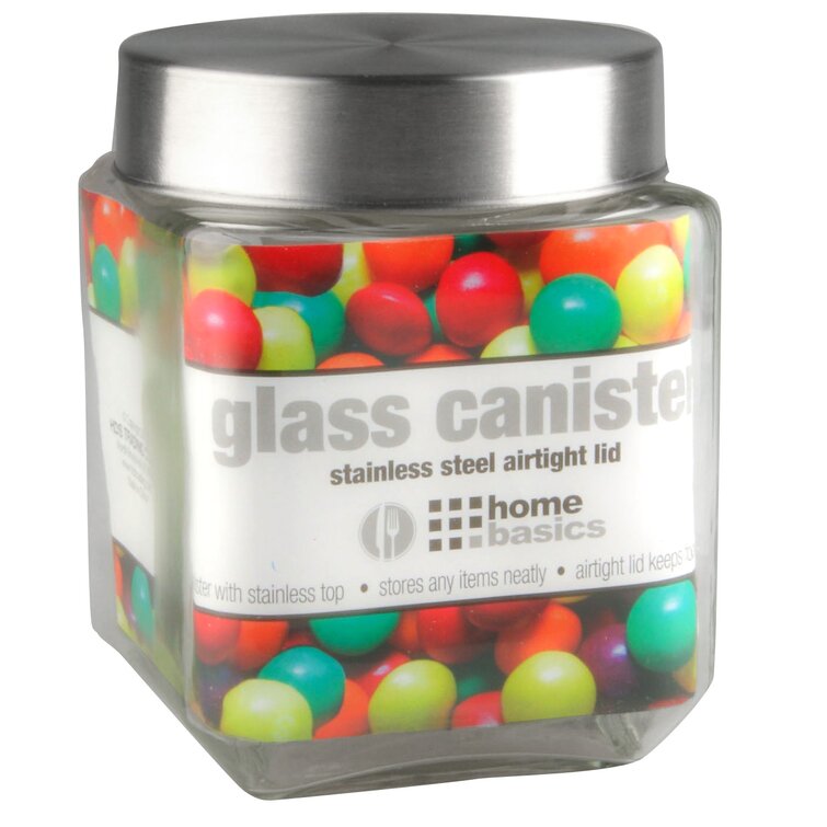 Home Basics 40oz. Square Glass Canister with Twist-On Lid, Clear 