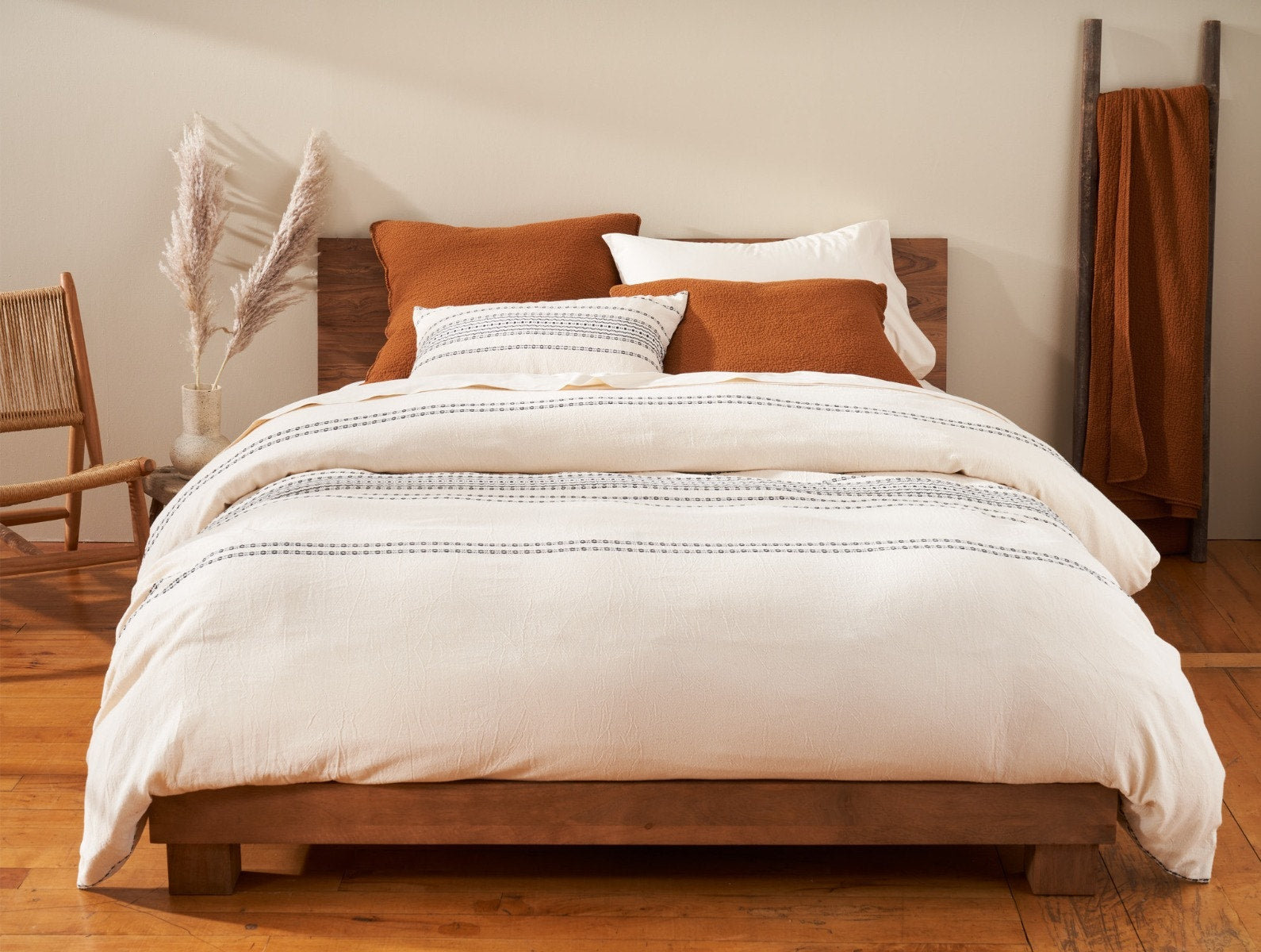 Rippled Organic Cotton Sham, Standard, Ivory/Black