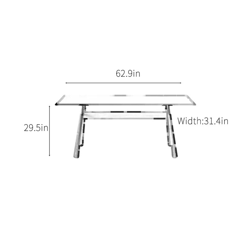 A granite dining table with a storage shelf, 29.5"H x 62.9"L x 31.4"W, Black