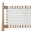 Grand lit avec dossier en cuir blanc tissé, structure en bois naturel