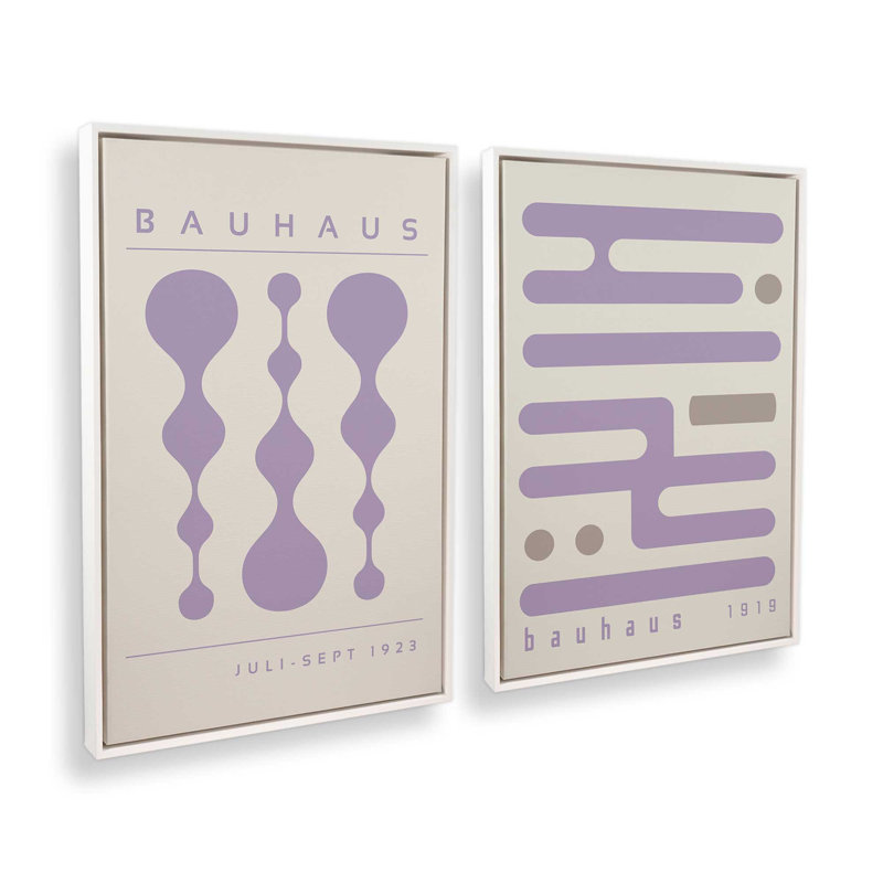 Ensemble de 2 circuits mauves rétro, Cadre flottant blanc opaque, H 19 po x l 26 po