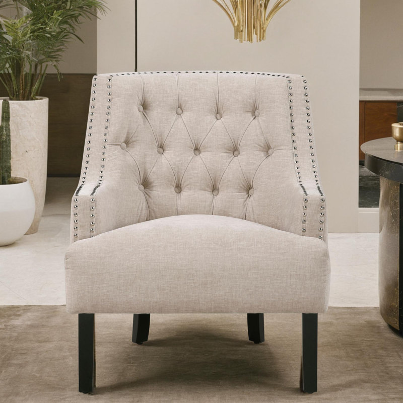 Chaise d'appoint 28 po Bania, Chenille beige multicolore
