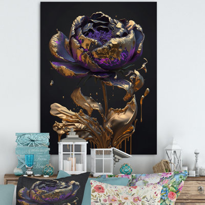 Purple Peony Liquid Gold II - Peonies Wall Decor